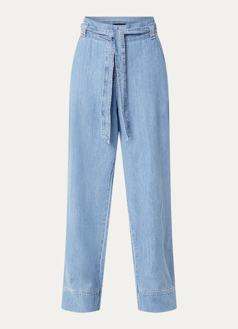 Claudia Sträter Dames High waist wide fit jeans met lichte wassing in de kleur Indigo