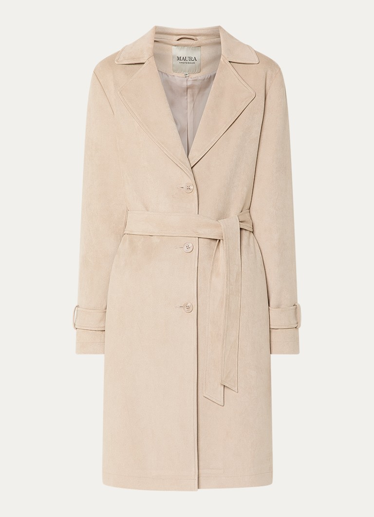 Claudia Sträter Dames Trenchcoat van imitatiesuède met steekzakken in de kleur Beige