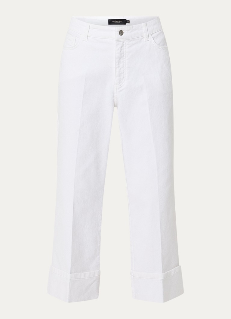 Claudia Sträter Dames Mid waist straight leg cropped jeans met gekleurde wassing in de kleur Wit