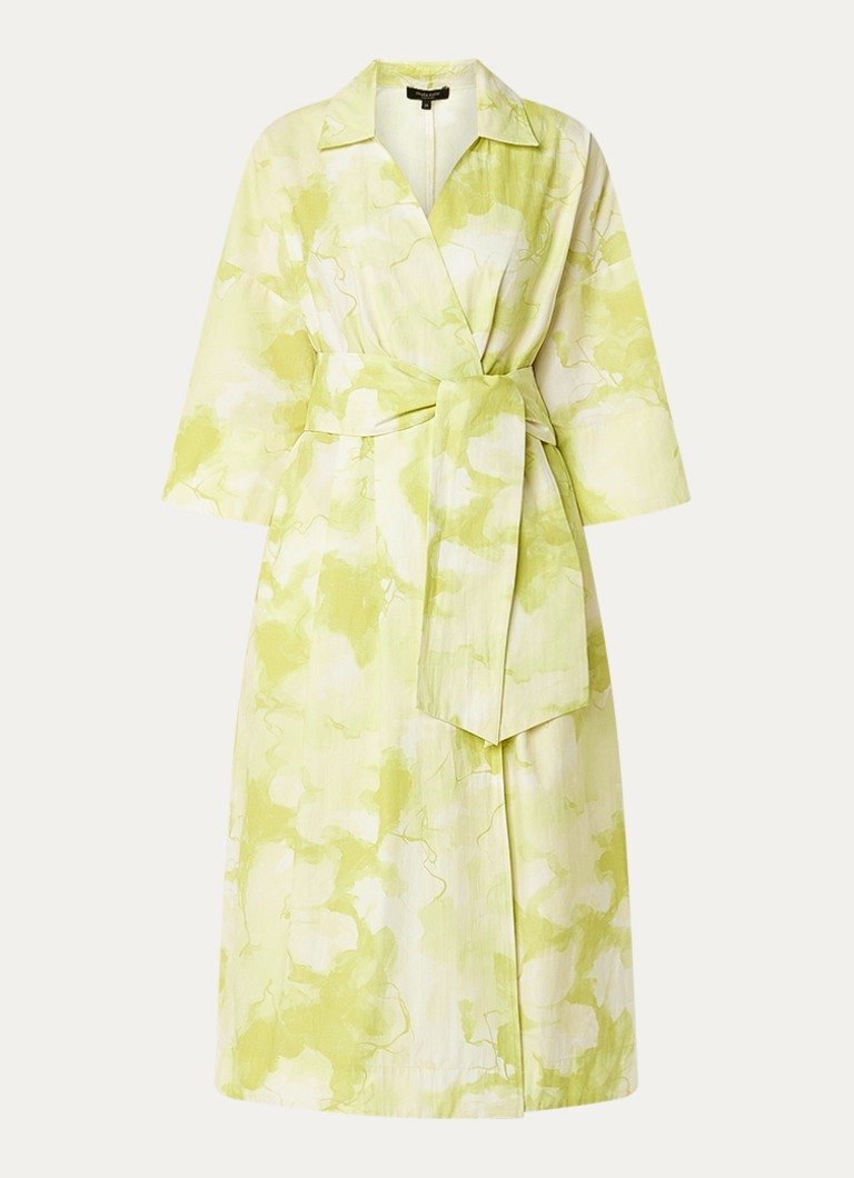Claudia Sträter Dames Midi A-lijn blousejurk met tie-dye dessin in de kleur Neongroen
