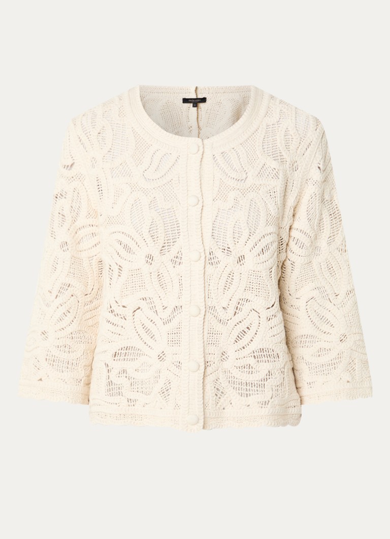 Claudia Sträter Dames Grofgebreid vest met opengewerkt dessin in de kleur Beige