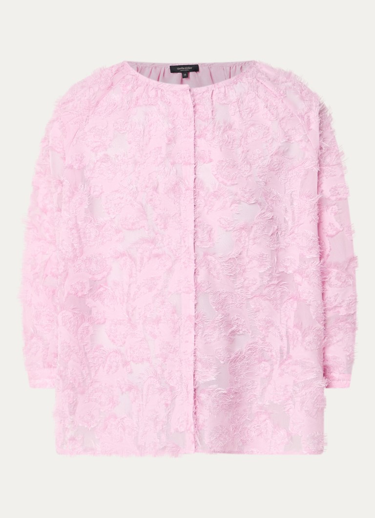 Claudia Sträter Dames Semi-transparante blouse met broderie in de kleur Roze