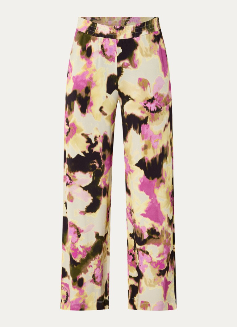 Claudia Sträter Dames Mid waist loose fit pantalon met print in de kleur Lichtgeel