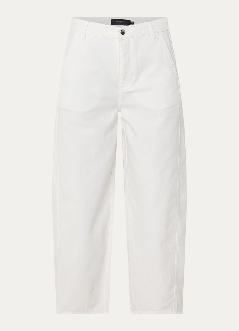 Claudia Sträter Dames Mid waist balloon fit jeans met gekleurde wassing in de kleur Gebroken wit