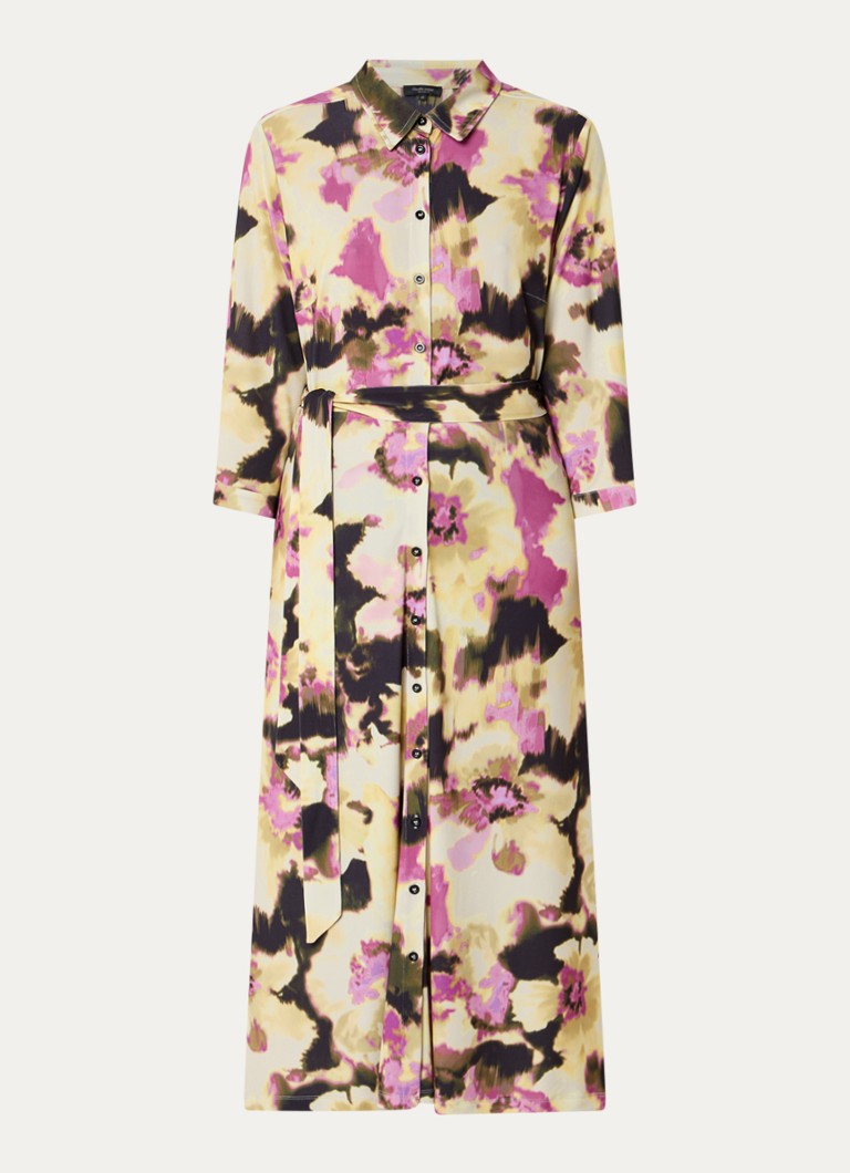 Claudia Sträter Dames Maxi blousejurk met print en strikceintuur in de kleur Geel