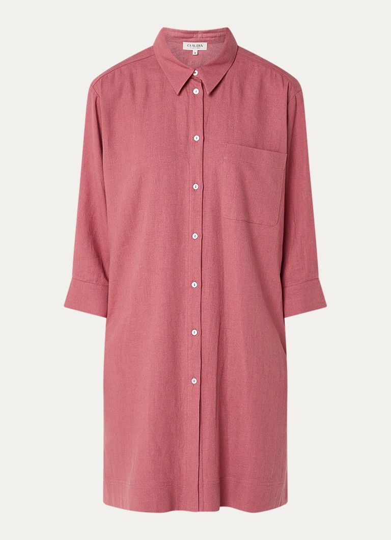 Claudia Sträter Dames Mini blousejurk in linnenblend met borstzak in de kleur Oudroze