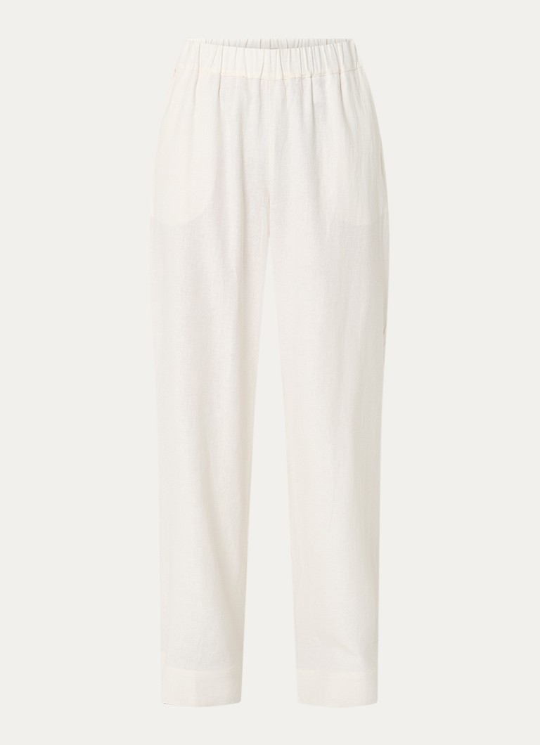 Claudia Sträter Dames Mid waist wide fit broek met steekzakken in de kleur Gebroken wit