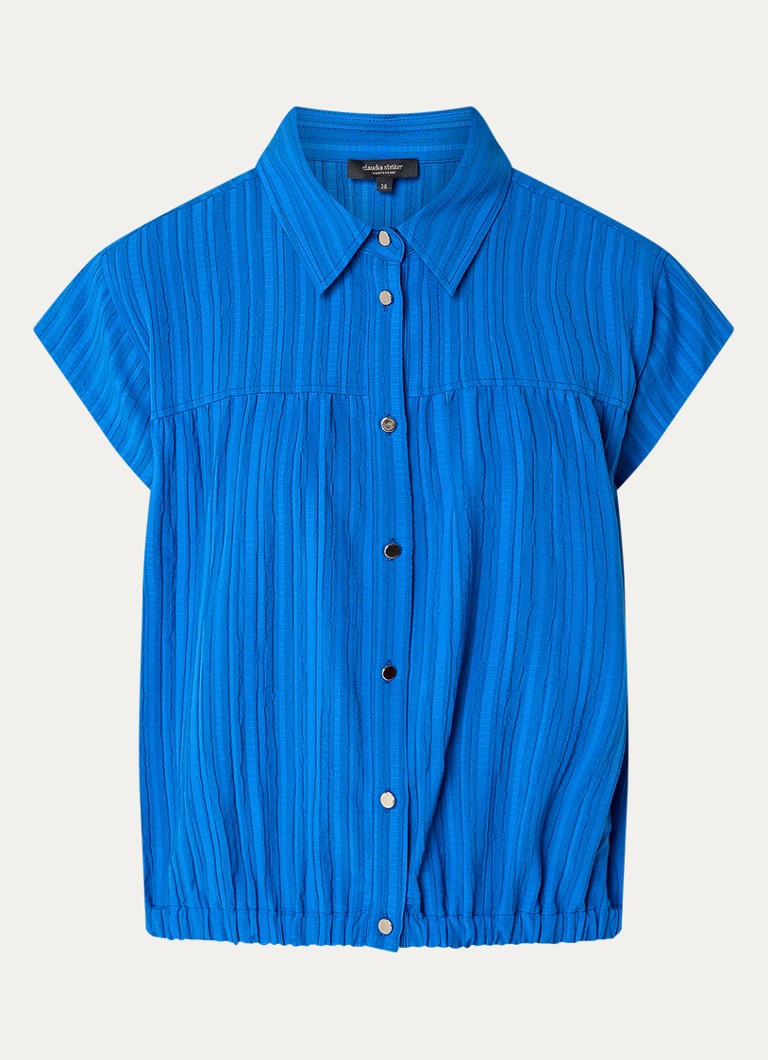 Claudia Sträter Dames Blouse met streepprint en structuur in de kleur Kobaltblauw