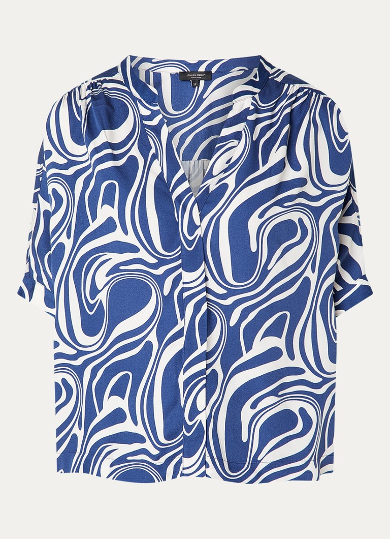 Claudia Sträter Dames Blouse met print in de kleur Royalblauw