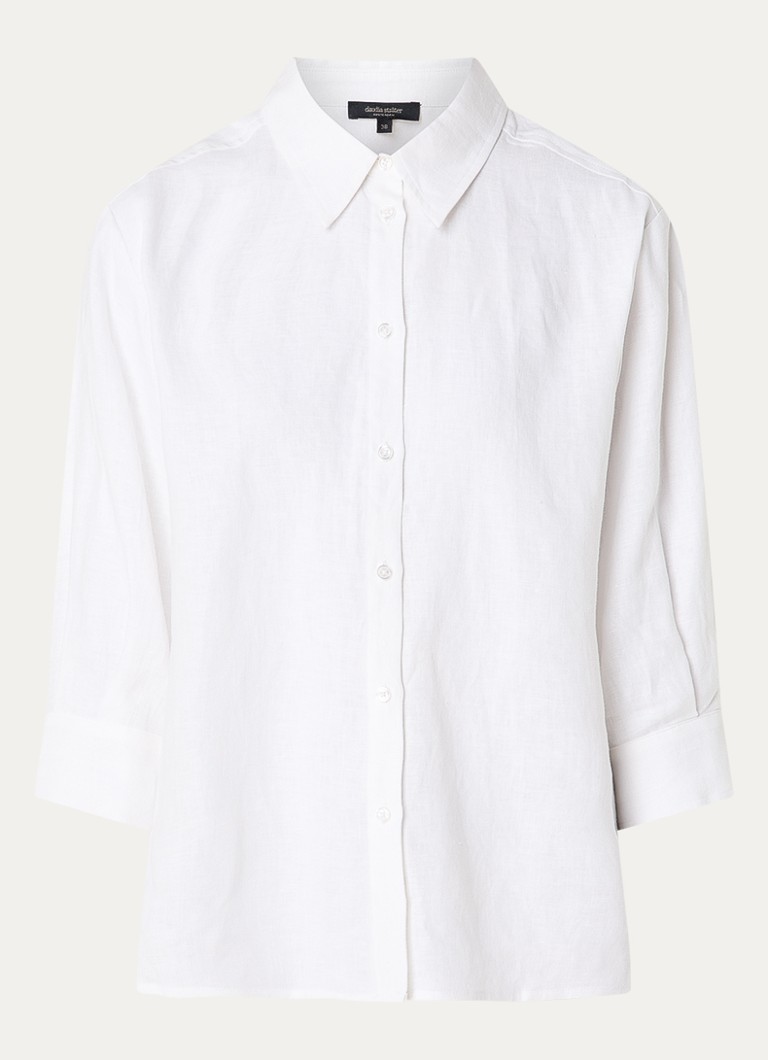 Claudia Sträter Dames Blouse in linnenblend in de kleur Wit
