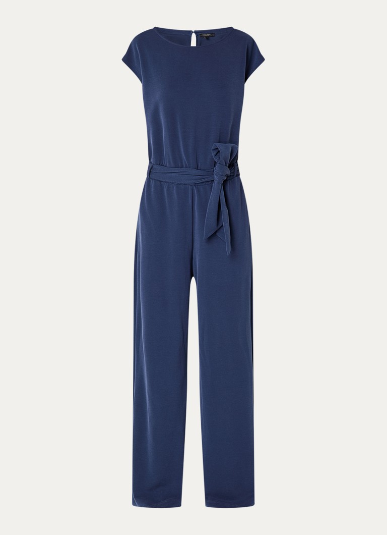 Claudia Sträter Dames Jumpsuit met boothals en strikceintuur in de kleur Donkerblauw