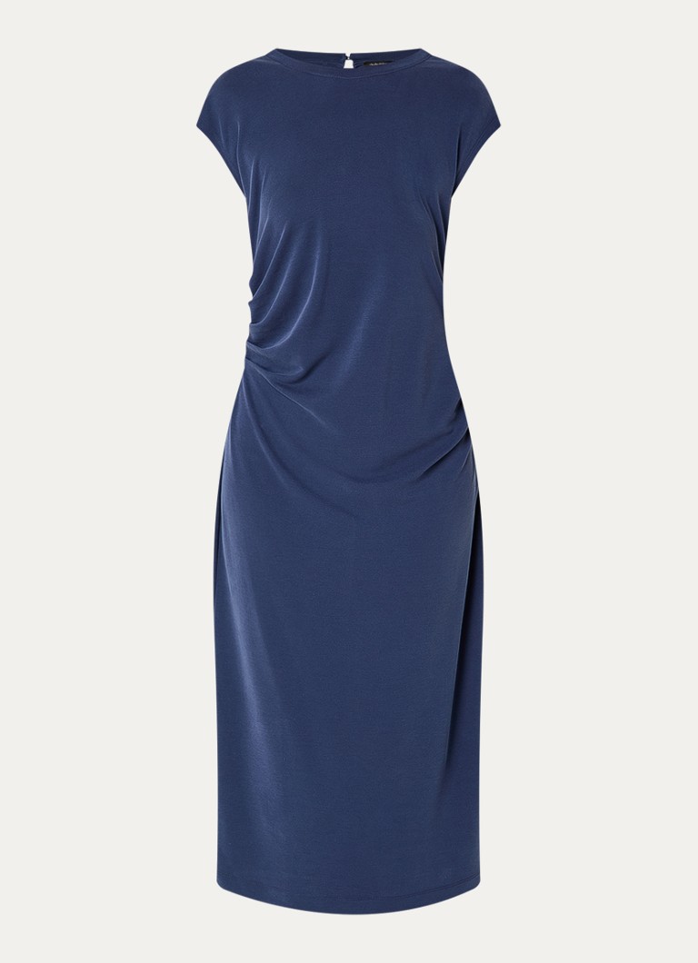 Claudia Sträter Dames Midi asymmetrische kokerjurk met boothals in de kleur Royalblauw