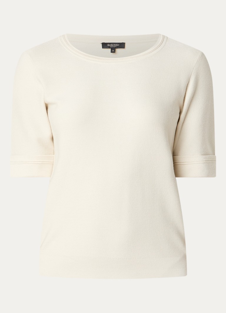 Claudia Sträter Dames T-shirt met boothals in de kleur Gebroken wit