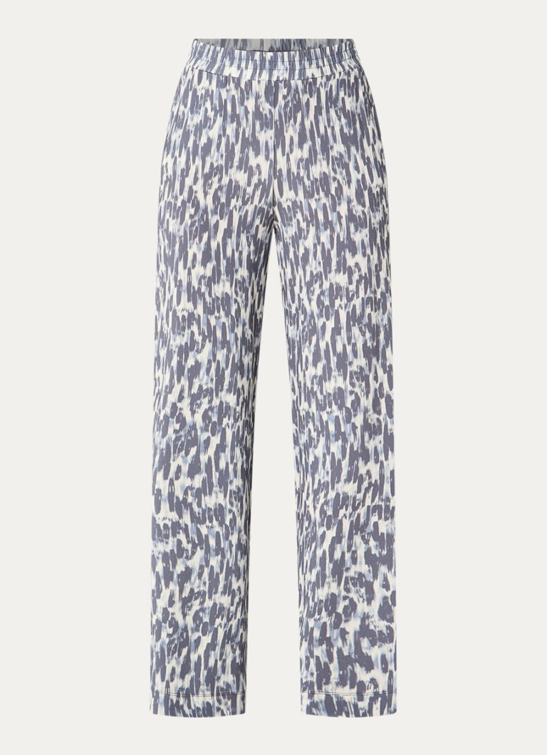 Claudia Sträter Dames High waist straight fit broek met print in de kleur Staalblauw