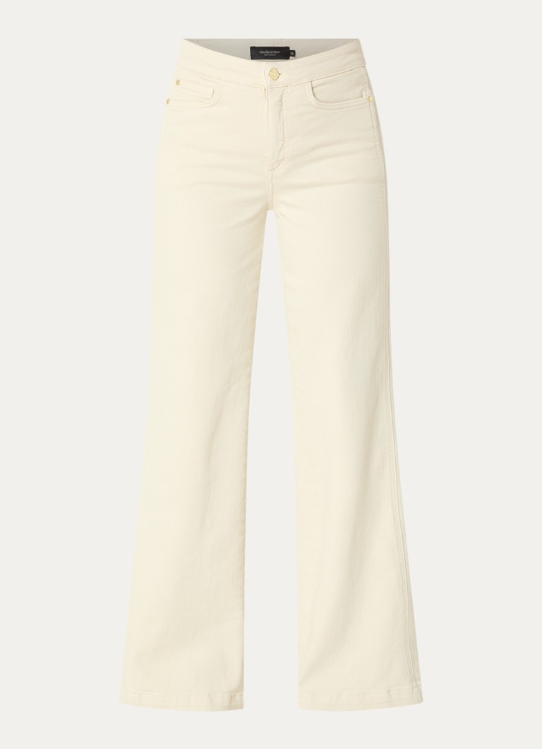 Claudia Sträter Dames High waist straight leg jeans met gekleurde wassing in de kleur Creme