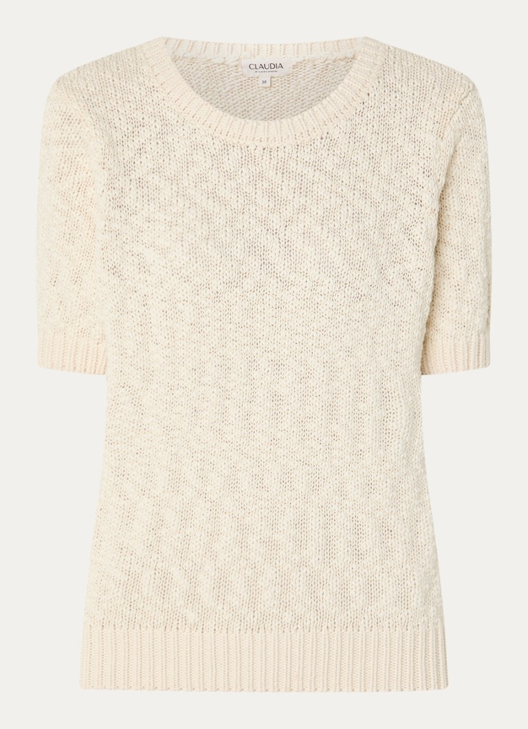 Claudia Sträter Dames Grofgebreide top met ronde hals in de kleur Creme