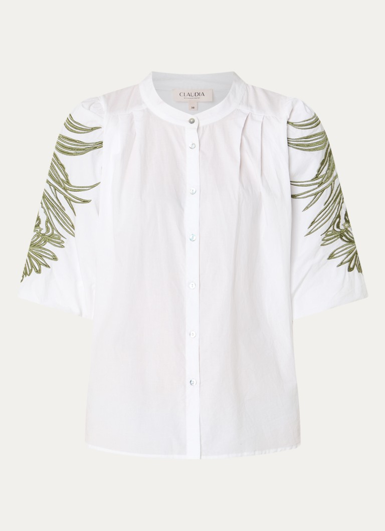 Claudia Sträter Dames Blouse met borduring in de kleur Wit