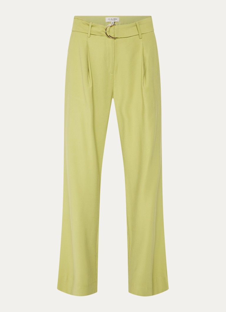 Claudia Sträter Dames High waist straight fit pantalon met steekzakken in de kleur Lichtgroen