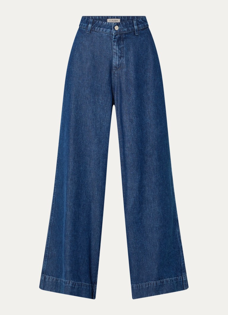 Claudia Sträter Dames High waist wide leg jeans met medium wassing in de kleur Indigo