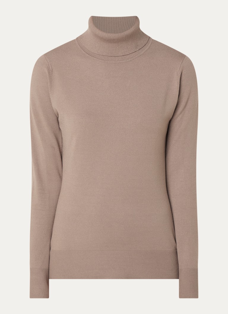 Claudia Sträter Dames Fijngebreide pullover met col in de kleur Taupe