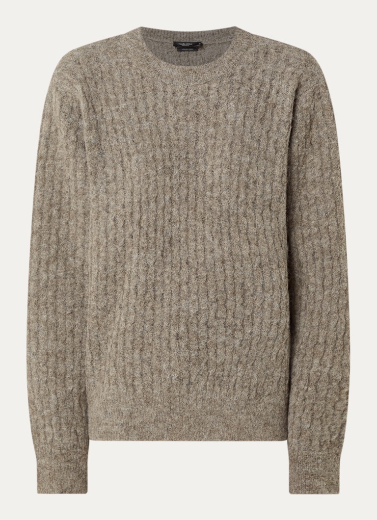 Claudia Sträter Dames Fijngebreide trui in alpaca wolblend met structuur in de kleur Beige