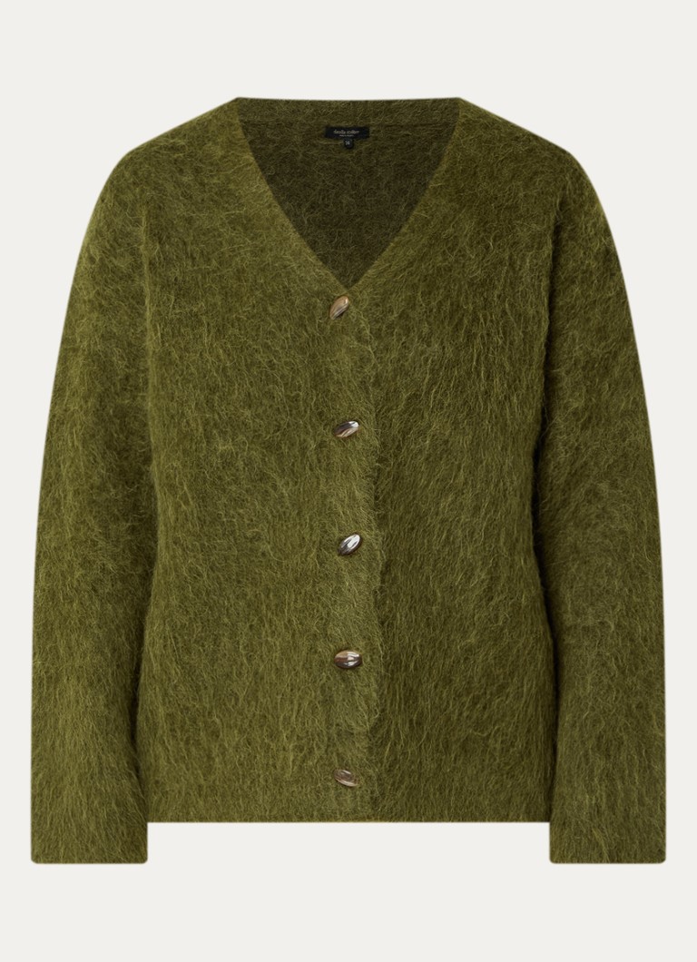 Claudia Sträter Dames Grofgebreid vest in alpaca wolblend in de kleur Groen