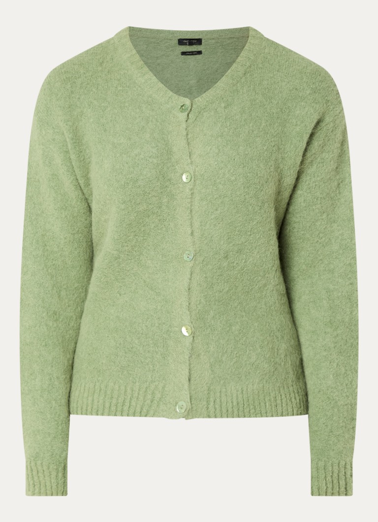 Claudia Sträter Dames Grofgebreid vest in alpaca wolblend in de kleur Groen
