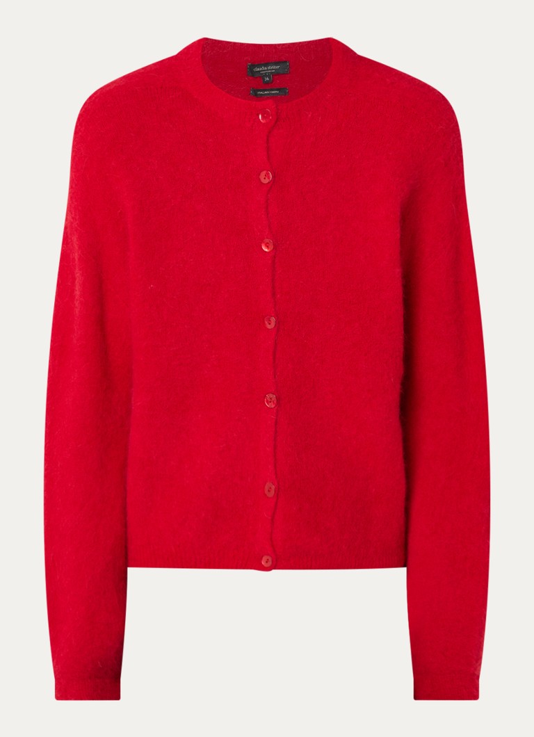Claudia Sträter Dames Fijngebreid vest in alpaca wolblend in de kleur Rood