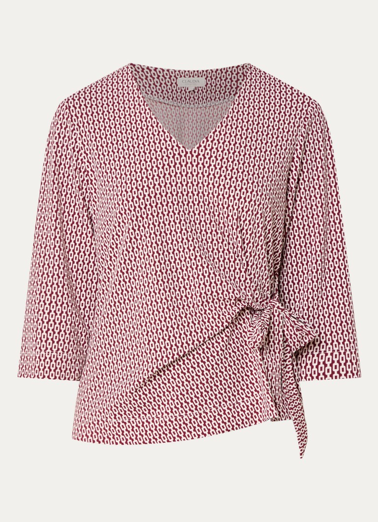 Claudia Sträter Dames Top met print en strikdetail in de kleur Rood