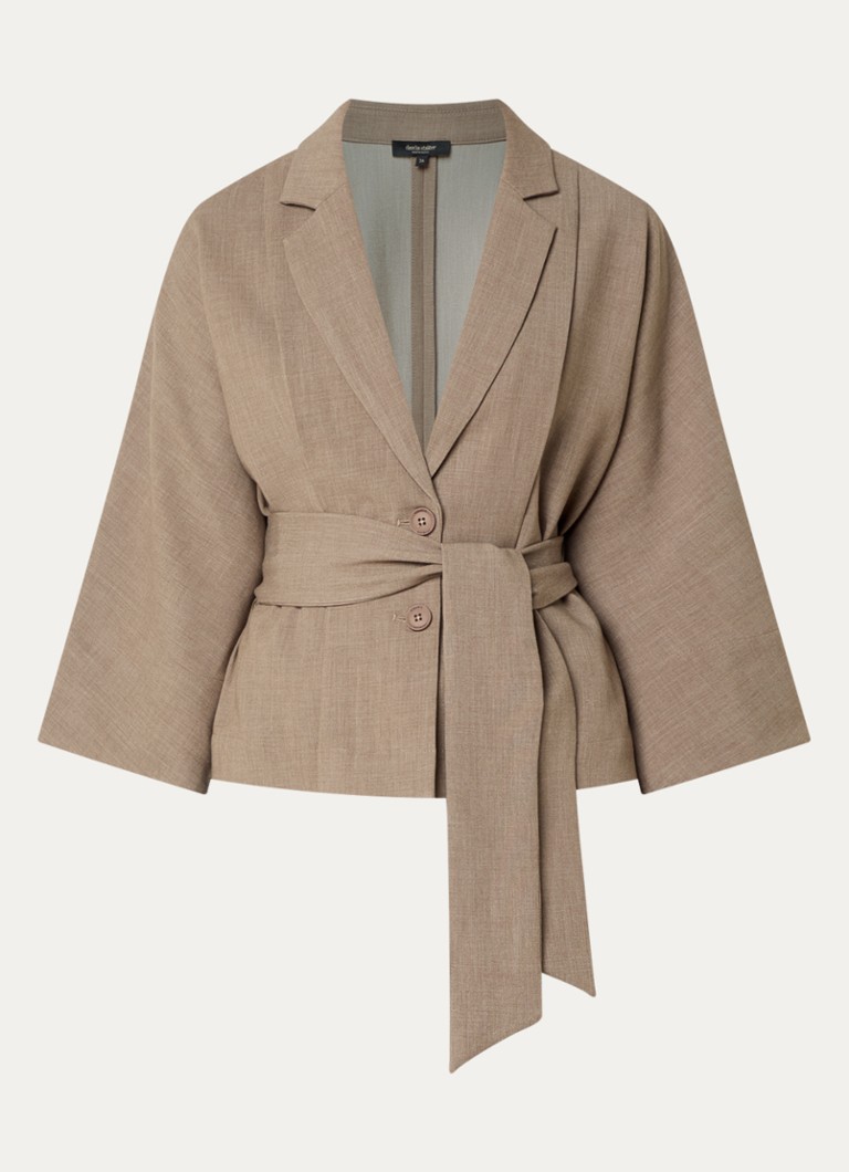 Claudia Sträter Dames Blazer met strikceintuur in de kleur Donkerbeige