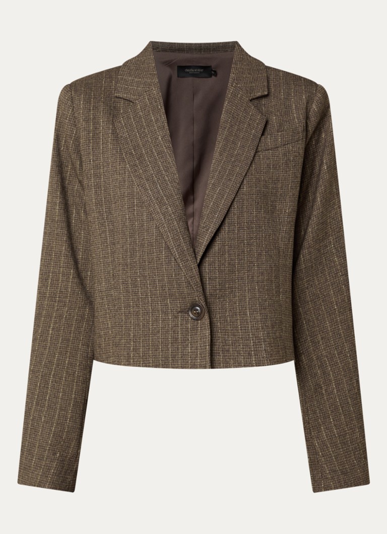 Claudia Sträter Dames Cropped blazer met krijtstreep en lurex in de kleur Lichtbruin
