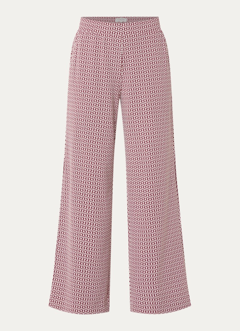 Claudia Sträter Dames High waist wide fit broek met print in de kleur Donkerrood