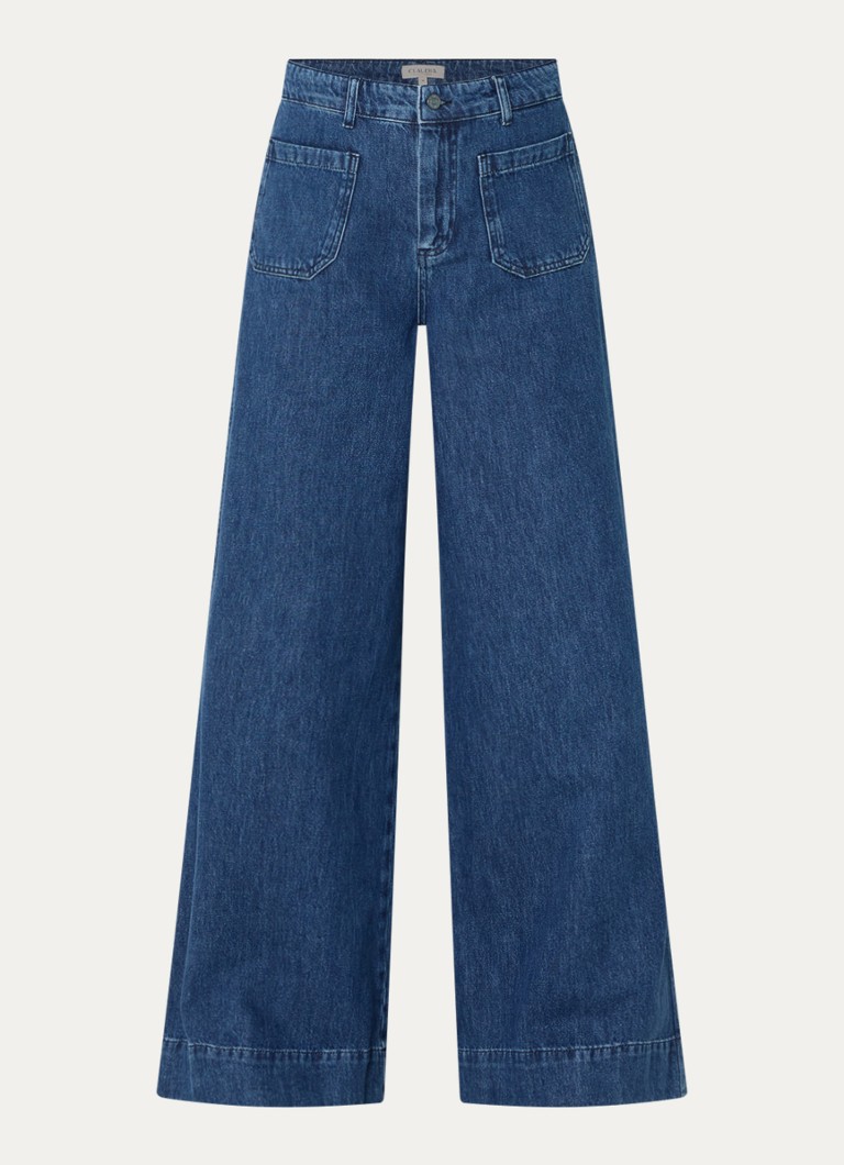 Claudia Sträter Dames Mid waist wide fit jeans met medium wassing in de kleur Indigo