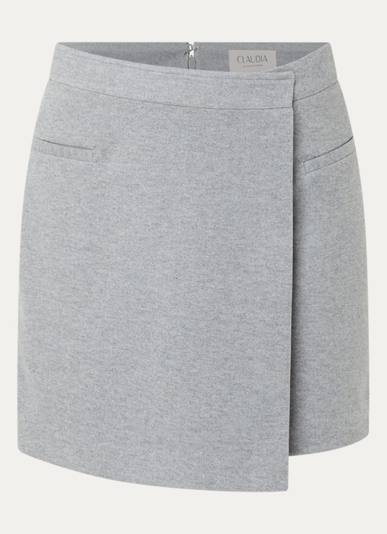 Claudia Sträter Dames Mini rok met overslag in de kleur Lichtgrijs