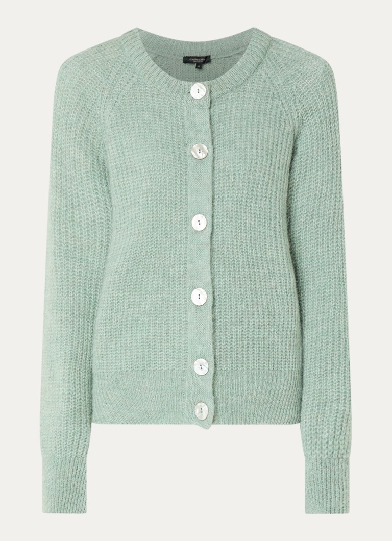 Claudia Sträter Dames Grofgebreide vest in alpaca wolblend in de kleur Lindegroen