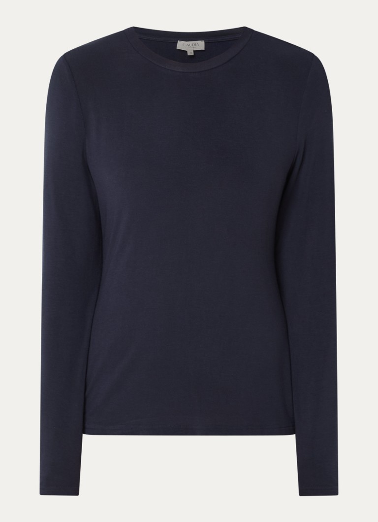 Claudia Sträter Dames Longsleeve van jersey met ronde hals in de kleur Donkerblauw