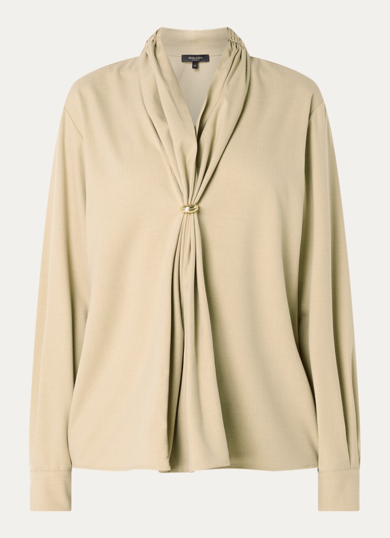 Claudia Sträter Dames Tuniek van chambray met sjaalkraag in de kleur Donkerkhaki
