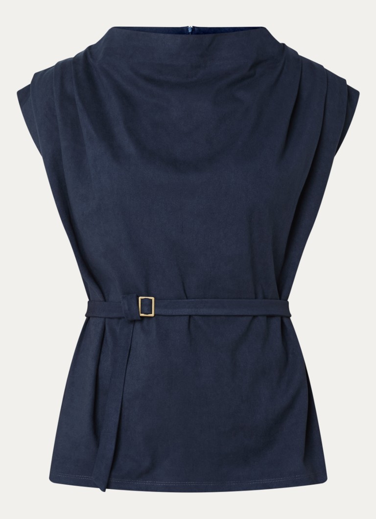 Claudia Sträter Dames Mouwloze top met plooidetail en strikceintuur in de kleur Donkerblauw
