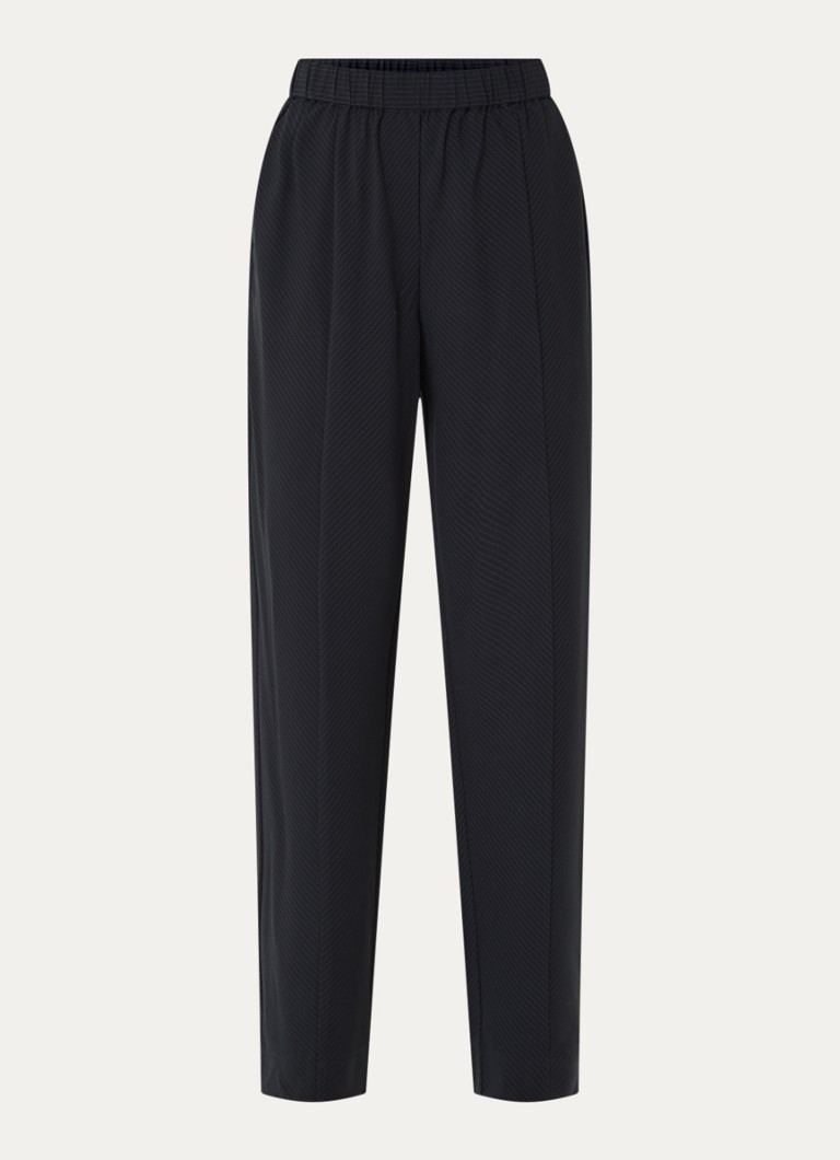 Claudia Sträter Dames High waist straight fit pantalon met krijtstreep in de kleur Donkerblauw