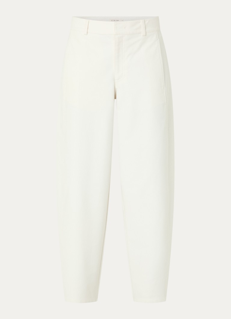 Claudia Sträter Dames High waist tapered fit broek met steekzakken in de kleur Gebroken wit