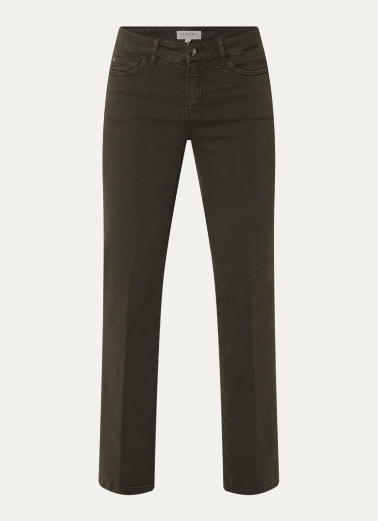 Claudia Sträter Dames High waist flared jeans met gekleurde wassing in de kleur Donkerbruin