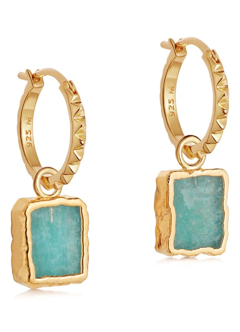 Missoma Dames Mini Charm Pyramid oorringen met amazoniet in de kleur Goud, maat: 0