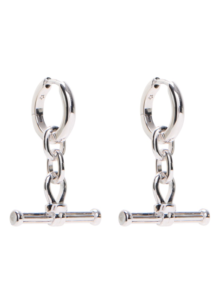 Missoma Dames Ridge T-bar oorringen met hanger in de kleur Zilver, maat: NS