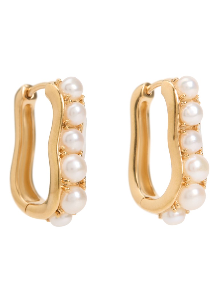 Missoma Dames Pearl Wave Small Hoop oorringen verguld