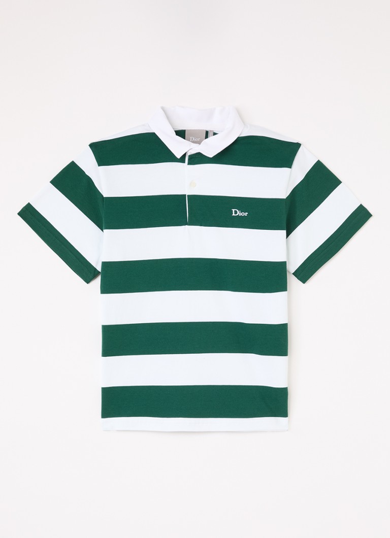 DIOR Jongens Polo met streepprint en logoborduring in de kleur Groen, maat: 13A=158
