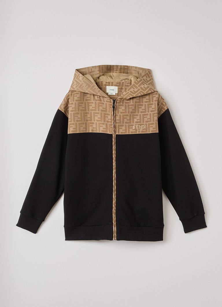 Fendi Jongens Sweatvest met logoprint in de kleur Zwart, maat: 10A=140