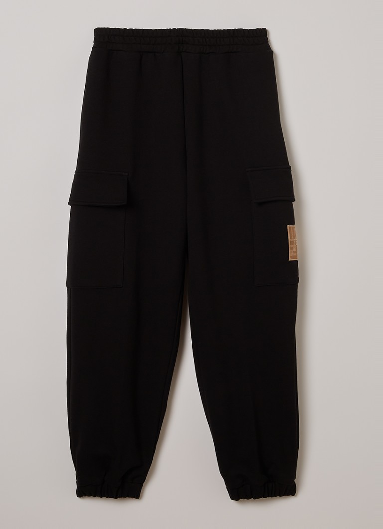 Fendi Jongens Tapered fit cargobroek met logo in de kleur Zwart, maat: 12+=164