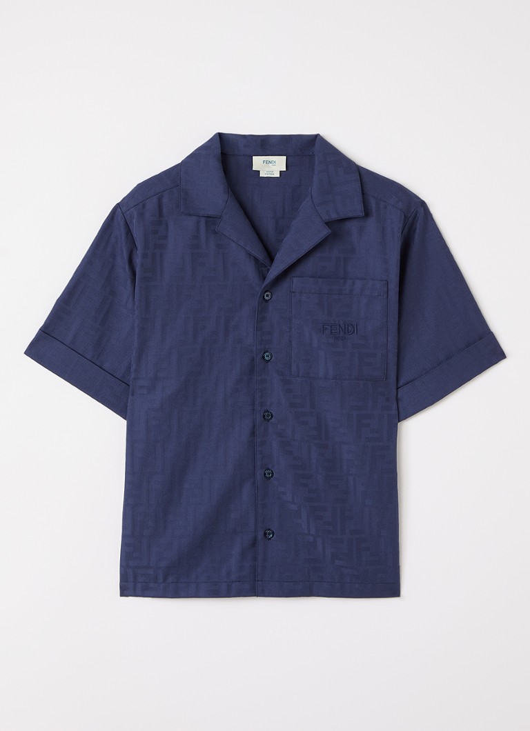 Fendi Jongens Camicia overhemd met logoprint in de kleur Donkerblauw, maat: 12+=162