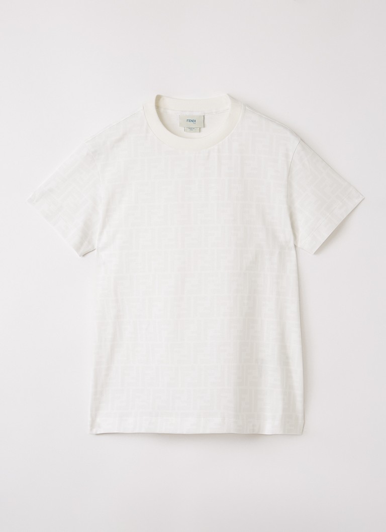 Fendi Jongens T-shirt met logoprint in de kleur Gebroken wit, maat: 12+=162