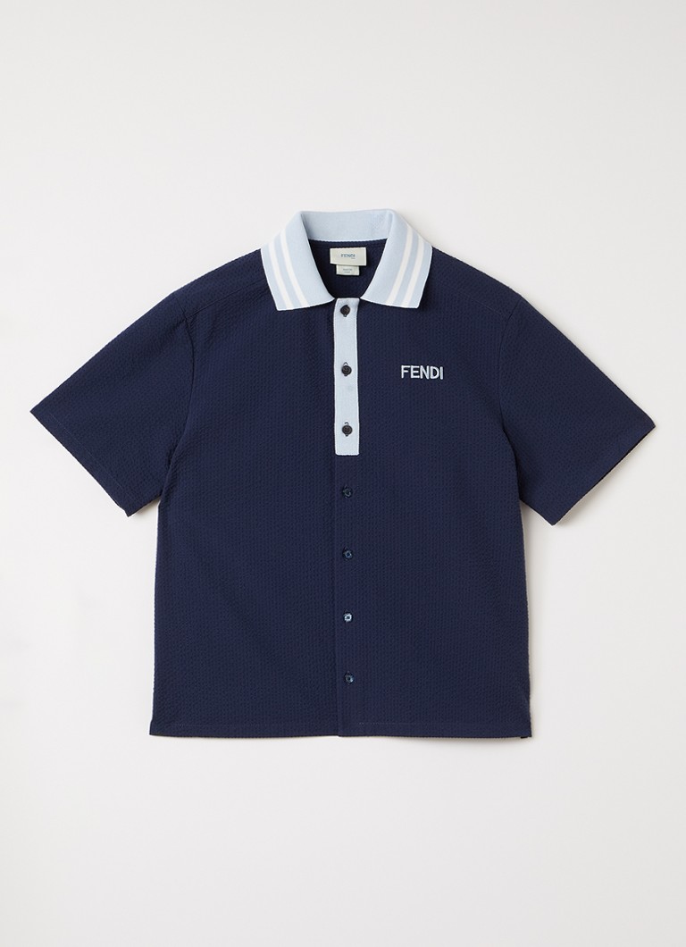 Fendi Jongens Polo met logoborduring in de kleur Donkerblauw, maat: 12+=164